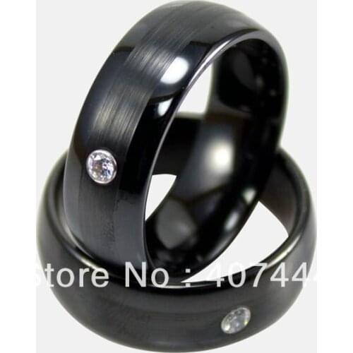 Free Shipping Cheap Price Jewelry USA Brazil Russia Hot Sales His/Her 8MM Black Brushed With CZ Tungsten Ring Mens Wedding Band