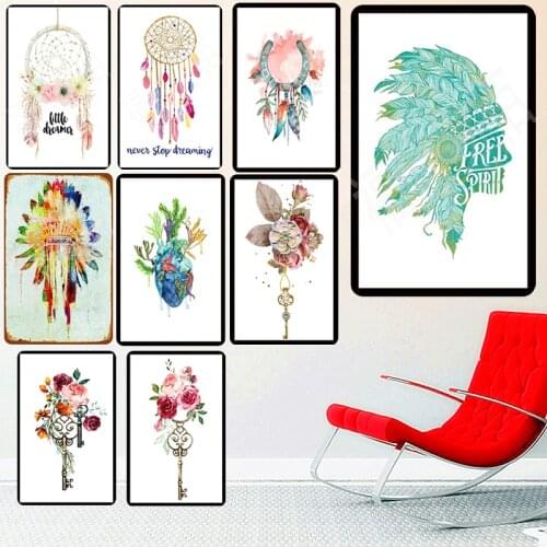 Free Spirit Retro Plaque Pub Bar Decoration Plates Never Stop Dreaming Wall Metal Tin Signs Oil Art Painting Vintage Home Decor