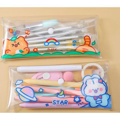 1 Pcs Pencil Case Cartoon School Pencil Box Pencilcase transparent waterproof Pencil Bag School Supplies child stationery boxs