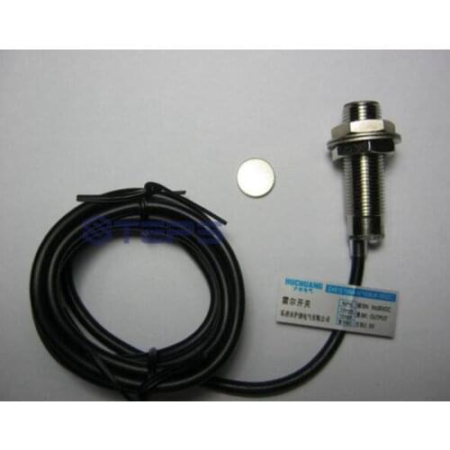 Free shipping A hall effect sensor proximity switch DC5-30V NPN three wire normally open diameter 12mm detection distance 20mm