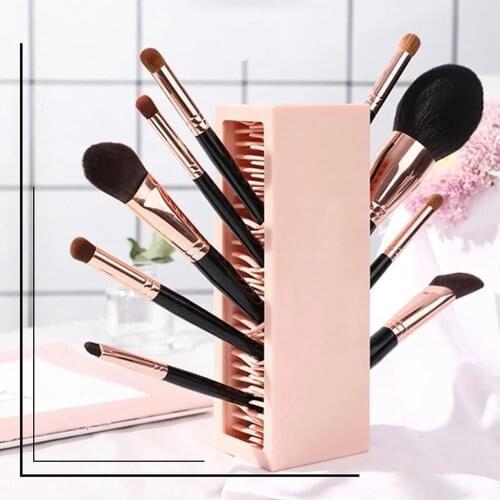 Make Up Case Makeup Brush Holder Organizers Box Makeup Organizer Silicone Vanity Air Drying Rack Brushes Display Organizer