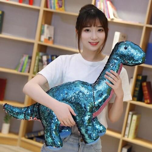 Fashionable plush toys dinosaur sequin material dinosaur stuffed animals filled full baby room toys home decor of exquisite gift