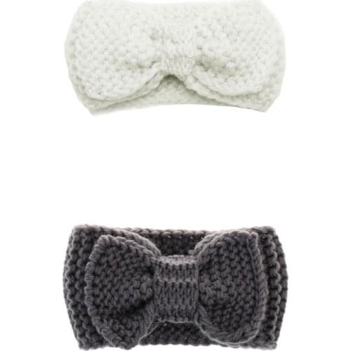 2xInfant Baby Girls Flower Elastic Crochet Hairbands Headband Photo Props