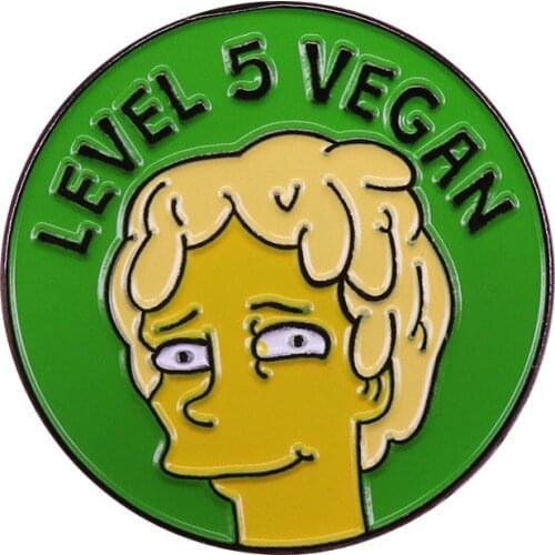 Level 5 Vegan Enamel Pin and Brooch Socially Popular Lapel Pin Woman Foodie Friend Gift