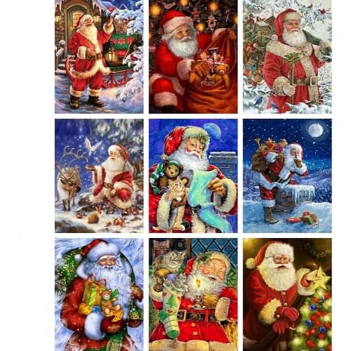 Evershine Diamond Painting Santa Claus Cross Stitch Full Square Drill Mosaic Embroidery Rhinestone Christmas Decoration For Home