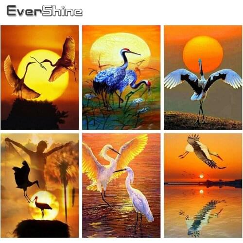Evershine Diamond Embroidery Crane Animals Diamond Painting Kit Full Square Rhinestone Cross Stitch Valentines Day Gift
