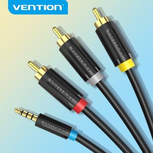 Vention 3.5mm Jack to 3 RCA Cable Male Audio Video AV Cable AUX Stereo Cord 3RCA Standard Cable for Speaker TV CD DVD Wire Cord