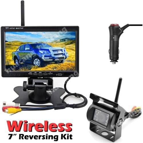 Wireless Reversing Camera Kit 7 inch TFT LCD Monitor 2.4G Signal 18 LED IR Reverse Rear View Back Up Car for Vans Camping Cars
