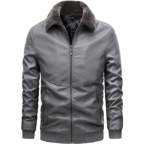 MANTLCONX Plus Size 7XL 8XL Faux Fur Coat Mens Leather Jacket Autumn Winter Warm Thick Outerwear Men Windbreak Leather Coats