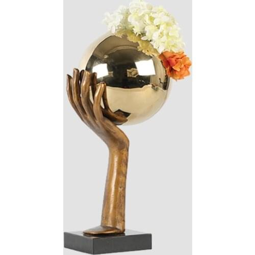 Modern Minimalist Art Metal Flower Palm Ball Stainless Steel Flower Ornaments Villa Desktop Ornaments