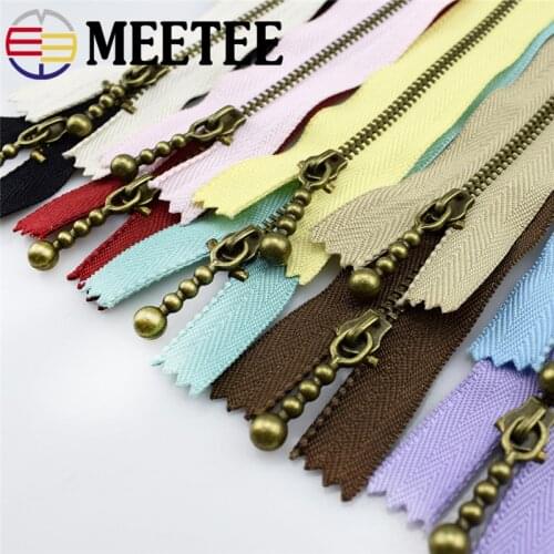 10Pcs Meetee Bronze Metal Zippers 15/20/30/40cm 3# Close-end Zipper For Sewing DIY Bags Jeans Shoes Clothing Tailor Acessories