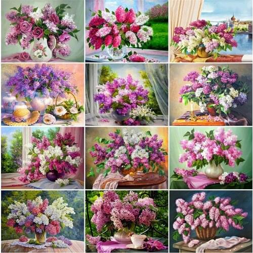 MomoArt Diamond Painting Lilac Full Square Diamond Mosaic Flowers Cross Stitch Embroidery Picture Of Rhinestones Handmade Gift