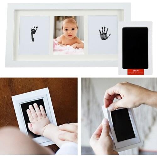 1 Set Baby Handprint Footprint Photo Frame Kit for Newborn Boys Girls Touch Ink Pad Baby Imprint Set Memorable Keepsake Box Gift