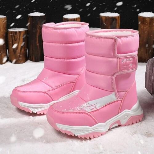 2021 New Kids Snow Boots Winter Botos For Boys Girls Cotton-padded Shoes Kids Waterproof Boots Boys Thick Plush Warm Girls Shoes