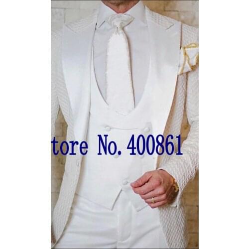 New Arrival One Button Groom Tuxedos Peak Lapel Groomsmen Men Blazers 3 pieces Suits (Jacket+Pants+Vest+Tie) NO:302