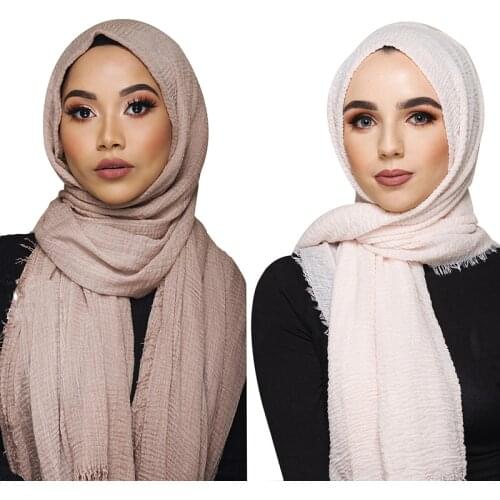 Women muslim crinkle hijab scarf femme musulman soft cotton headscarf islamic hijab shawls and wraps