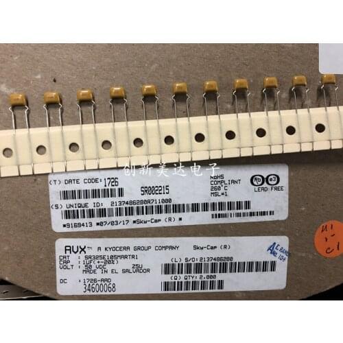 Original new 100% SR325E105MARTR1 multilayer ceramic monolith capacitor 105 50v1uf 1000nf Z5U (Inductor)