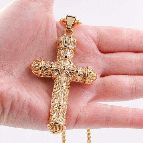 Punk Retro Jesus Christ Cross Necklace Pendant European and American Mens Sweater Chain Belif Jewelry Drop Shipping LP1114
