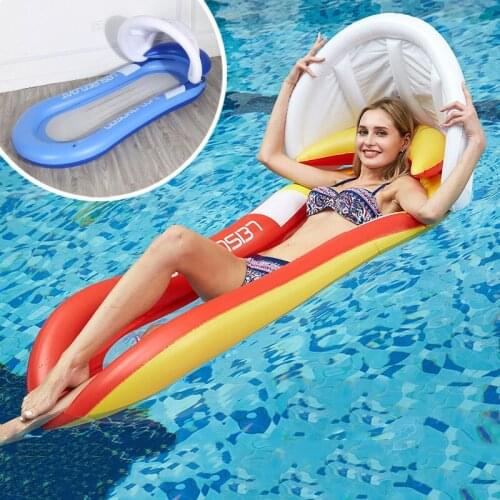 Floating bed with canopy, air-filled folding deck chair, outdoor water bed, adult hammock backrest