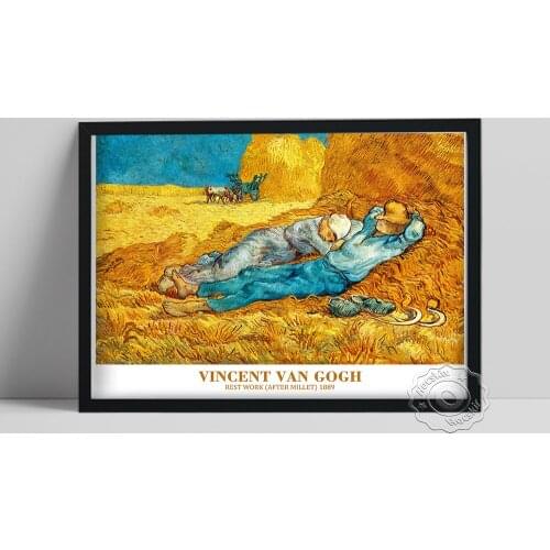 Vincent Van Gogh Museum Exhibition Poster, Van Gogh The Siesta Canvas Painting, Post-Impressionism Vintage Art Home Wall Decor