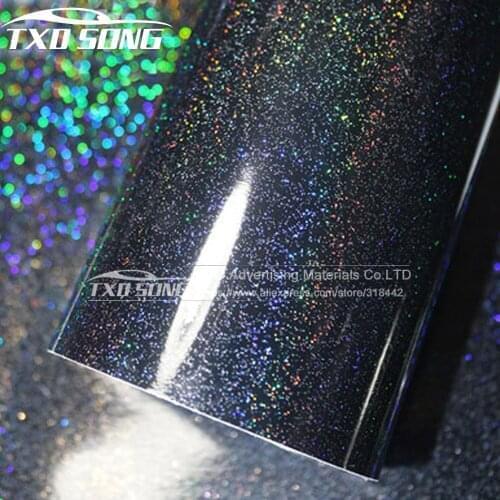 Premium Black glossy pearl glitter vinyl sticker Colorful chameleon rainbow glossy glitter film size: 1.52x20m per roll