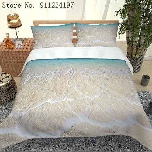 Simple Bedding Set Beach Duvet Cover Sets Bed Linen Sheet Single Double Queen King Size Sea Wave Quilt Covers Bedclothes