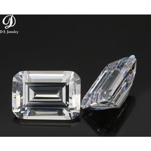 Sale Loose 10x14mm Emerald Cut 5A+ White Zirconia Stone Synthetic Gems Cubic Zirconia For Jewelry