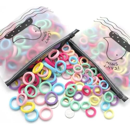 100PCS/Bag Girls Colorful Basic Elastic Hair Bands Hair Rope Hair Accessories Scrunchy Headbands Rubber Band Gum for Hair
