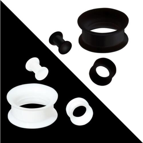 2 Pcs Silicone Comfortable Thin Double Flared Ear Plugs Flesh Tunnel Ear Gauge Expander Stretcher Earlets Earrings Ear Piercing