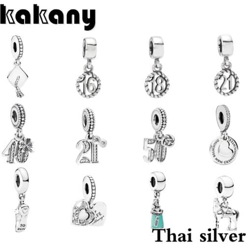 Thai Silver Retro Generous Temperament Letter Love Horse Shoes Anniversary Celebration Pendant Limited Edition Collection