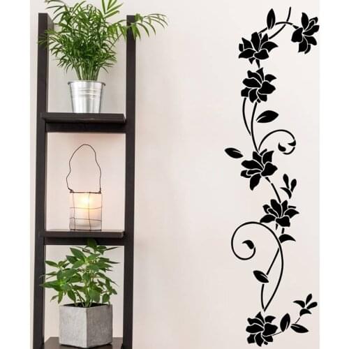 Black Flower Vine Vinyl Wall Stickers Refrigerator Window Cupboard Living Room Decoration DIY Wall Decals Art Mural Home Decor