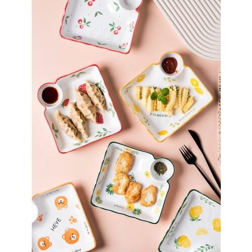 Japanese tableware dish dish household dumpling dish with vinegar dish creative ceramic dividing dish commercial sushi dish