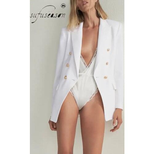 Sufuseason ZA New Womens Fashion Temperament Lapel Buttoned Casual Professional Blazer Jacket Ladies Top OfficeLady