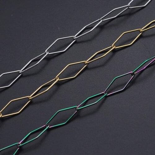 1 Meter 8x20mm Stainless Steel Soldered Handmade Rhombus Circle Chains Wholesale