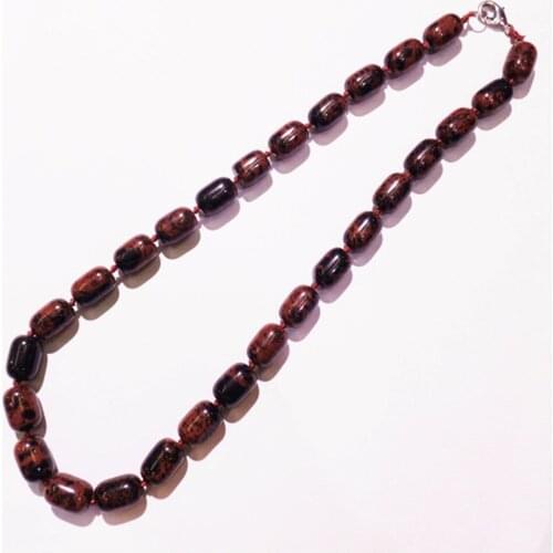 1 Strand/28Pcs 14x10mm Wholesale Fashion Jewelry Natural Mahogany Obsidian Barrel Shape DIY Pendant Necklace Length 210mm S1093