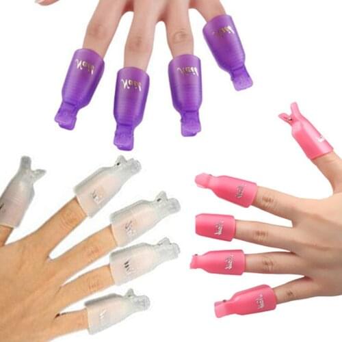 10pcs Plastic Nail Art Soak Off Cap Clips UV Gel Polish Remover Wrap Tool Fluid for Removal of Varnish Manicure Tools