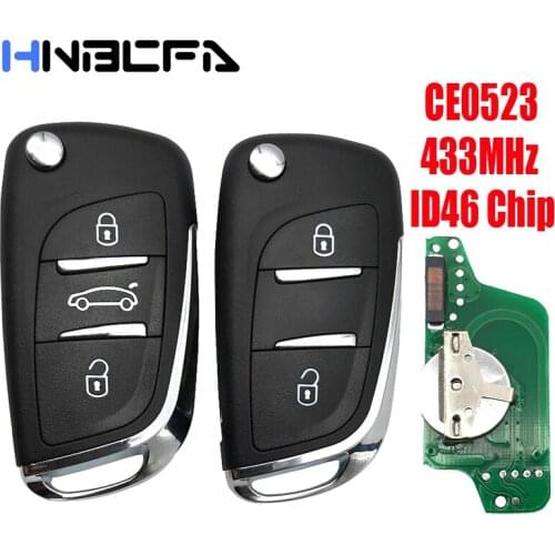 2/3 Buttons 433MHz For PEUGEOT 407 307 308 807 207 Partner Modified Flip Folding Key ASK ID46 Chip CE0523 HU83/VA2 Blade