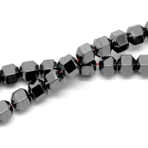 2 Strands Doreen Box Created Hematite Loose Beads Gunmetal Faceted Hexagon 6x6mm DIY Jewelry Making Findings, 38cm per strand