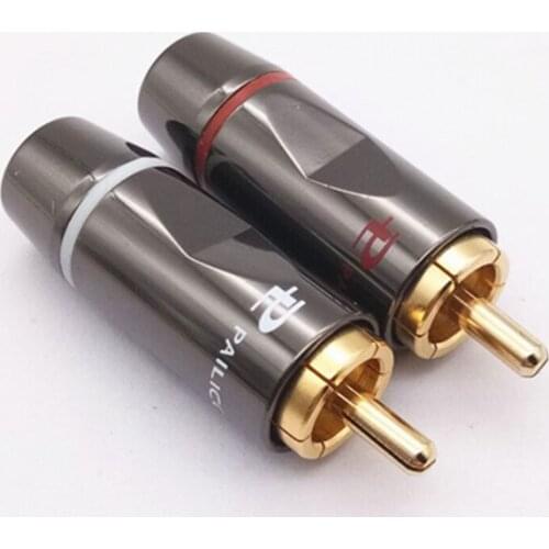 2Pcs/lot good quanlity RCA Welding RCA Male Copper Gold Plated Audio socket Adapter Plug Converter Connectors for HIFI Audio