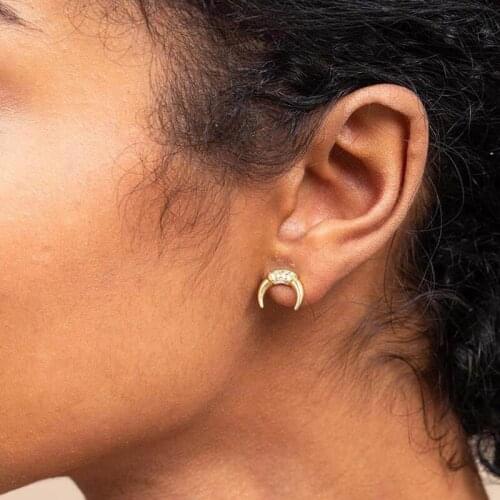 2021 Womens Fashion Lovely Crescent Moon Stud Earrings Horn Earrings Jewelry Gift Factory Direct Delicate Dainty Gold Cz Earing