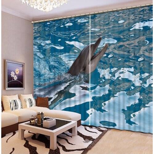 3D Bedroom Curtains shark in the sea Curtains Blackout Printing Photo Children Room Window Curtain 3D Drapes