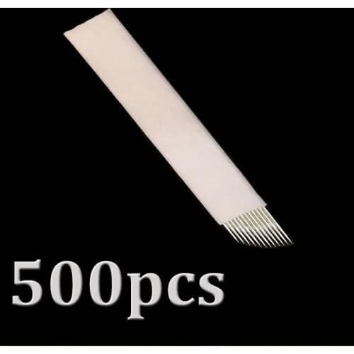 500pcs 0.25mm Microblading Tattoo Needle 12Pin Lamina Tebori 12 Flex Microblading Flat Permanent Makeup Tattoo Needles Wholesale