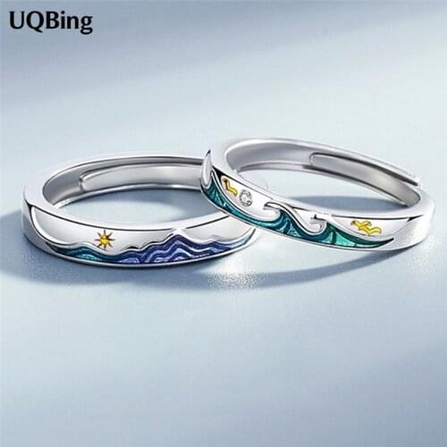 925 Sterling Silver Mountain League Colorful Enamel Couple Rings For Women Men Jewelry