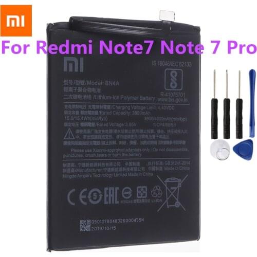 2020 original Battery 4000mAh BN4A Phone Batteries For Xiaomi Redmi Note7 Note 7 Pro M1901F7C Genuine Phone Battery + Free Tools