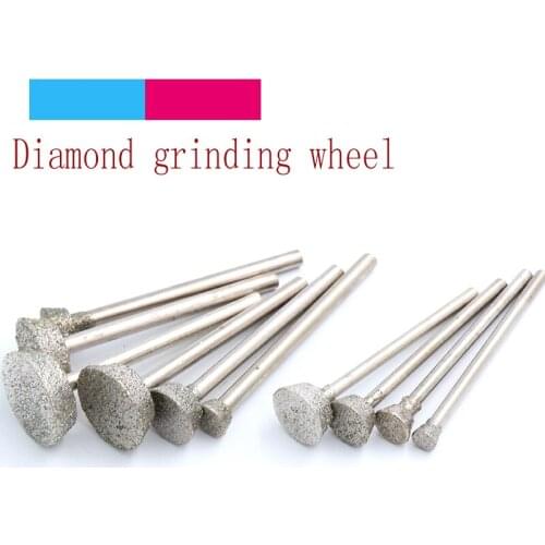 6/10pcs 1-16mm Diamond Grinding Head Burrs Grind Inverted Trapezoid Stone Jade Engraving Carving Peeled Rotary Tools E Needle DT