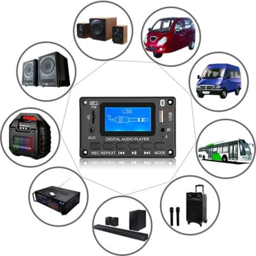 Car Bluetooth MP3 Decoder Board LCD Display MP3 Audio Module Speaker Support FM Radio AUX USB Decoding MP3 Player
