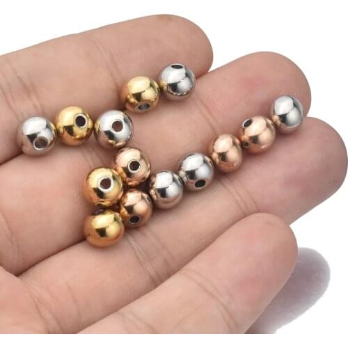 3 4 5 6 8mm Gold Stainless Steel Spacer Charm Loose Waist Seed Beads for DIY Bracelets Jewelry Making Supplies Wholesale Bead