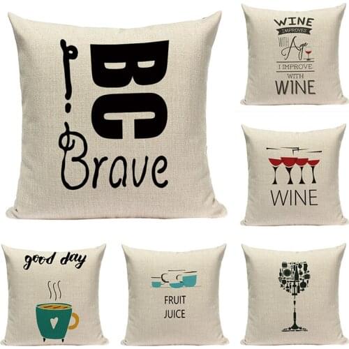 Cup Coffee Home Polyester 45X45CM Pillowcase Letter Alphabet Home Decorative Throw Pillow Covers Fresh Simple Cushion Cover