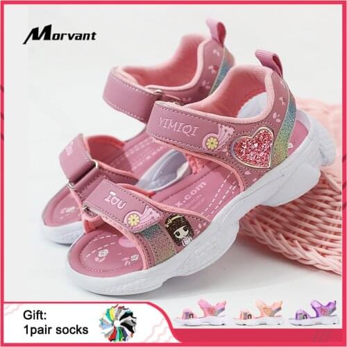 Kids Girls Sandals Soft Princess Sandals Lightweight Shining Print Baby Shoes Comfortable Summer Kids Sandals