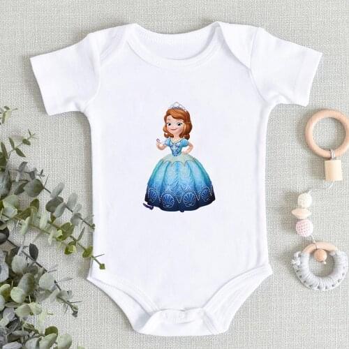 Disney Princess Sofia the First Print Baby Jumpsuit Hipster Funny Newborn Romper 0-24M Harajuku Infant Bodysuits Dropship